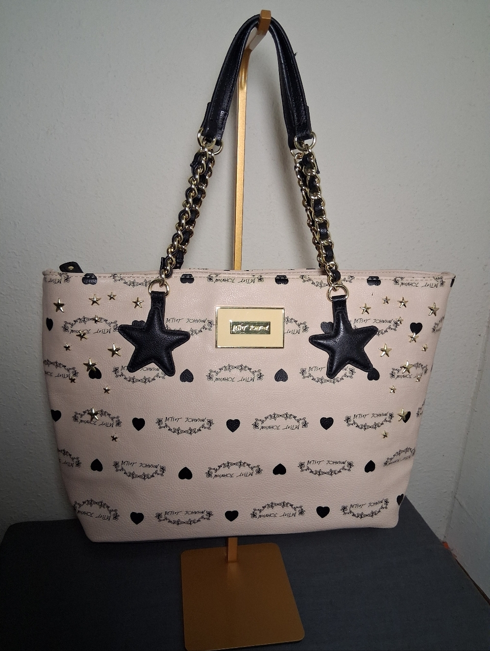 Betsey Johnson Star Studded Tote Bag in sand